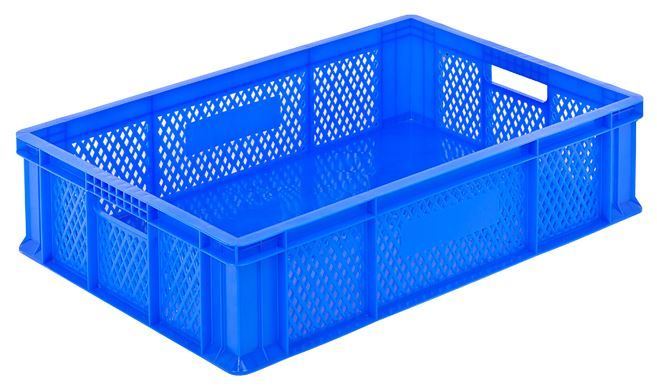 60x40x15 Perforated Side, Solid Base Plastic Crate
